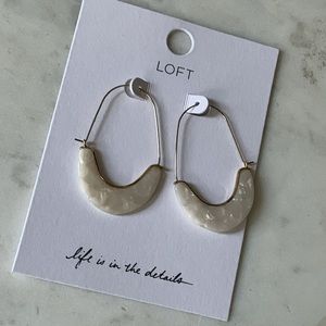 LOFT Pearlized Crescent Hoop Drop Earrings